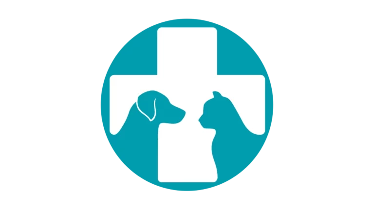 Logo de la Clinique Vétérinaire Paris 17, avec une croix blanche, les silhouettes d’un chien et d’un chat.